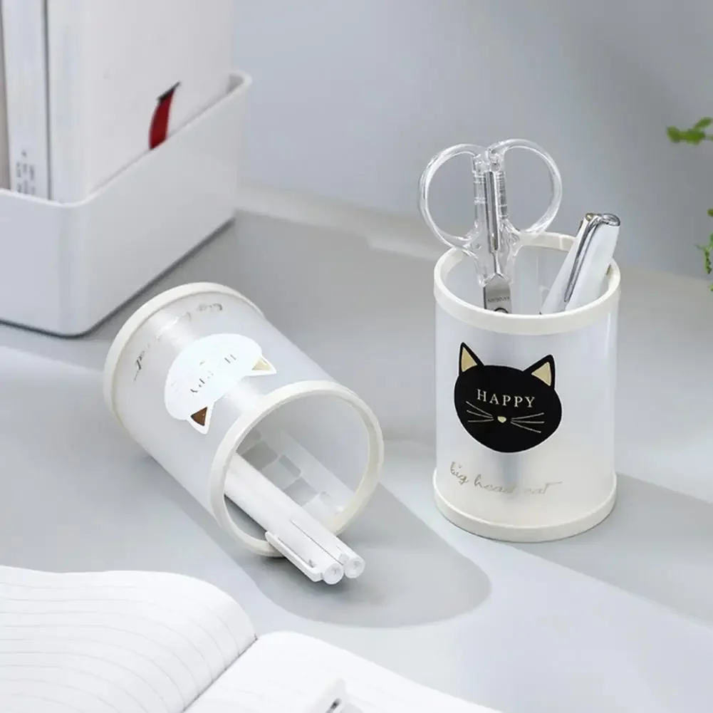 

New Cat Transparent Acrylic Pen Holder Desktop Organizer INS New Fashion Cute Cat Office Stationery Cosmetics Storage Box