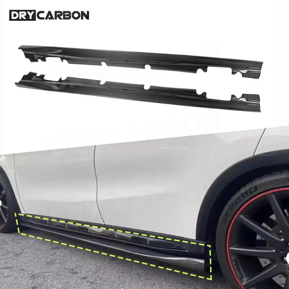 

Carbon Fiber Side Skirts Rocker Panel Lip Splitters Car Exterior Accessories for Benz GLA Class X156 GLA45 for AMG 2013-2018 FRP