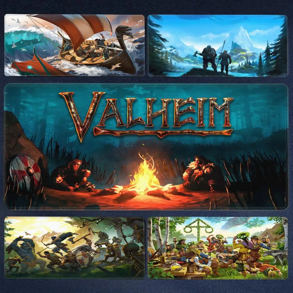 Cool sandbox fighting game Valheim Mouse Pad Gamer Gaming Rubber Seamed Mouse Pad Accessories Desk Keyboard Pad Computer Laptop