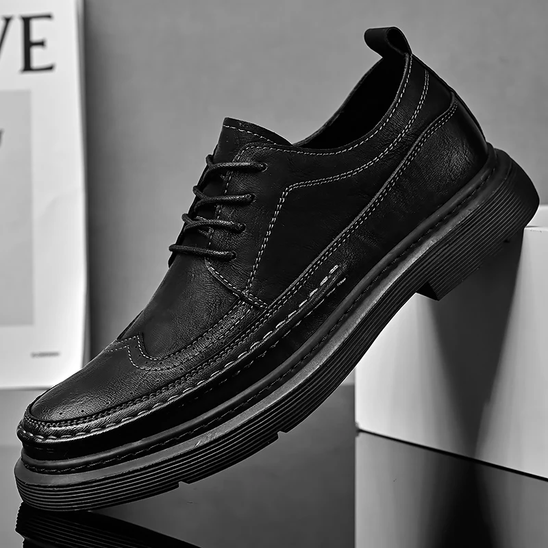 Men Spring Autumn Thick Soled Business Casual Shoes Breathable Comfortable Daily Commuting Young  Fashionable Shoes