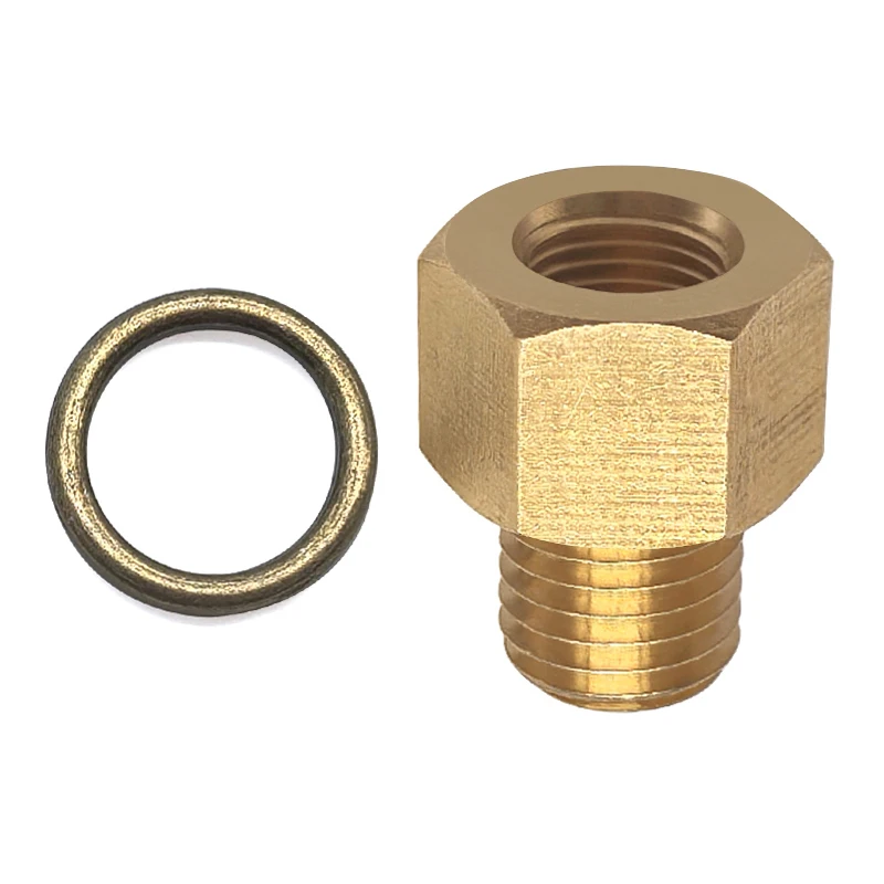 

1 Main Body + 1 Red Copper Round Gasket, M12x1.5 External Thread, Connects to 1/8 NPT Internal Thread Oil Pipe Adapter