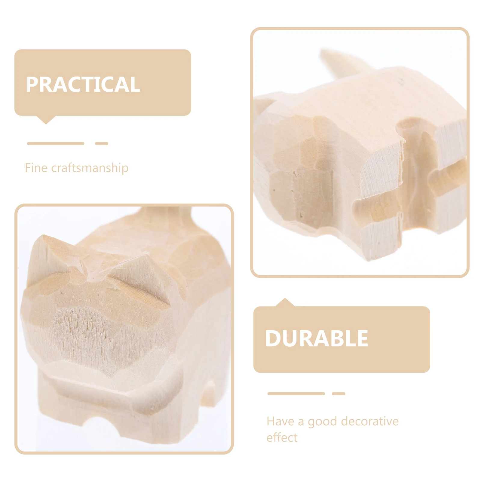 

2pcs Wooden Decor Animal Figurines Creative Wood Craft Carved Cat Cat Figurines Sculpture Tabletop Decoration Gift