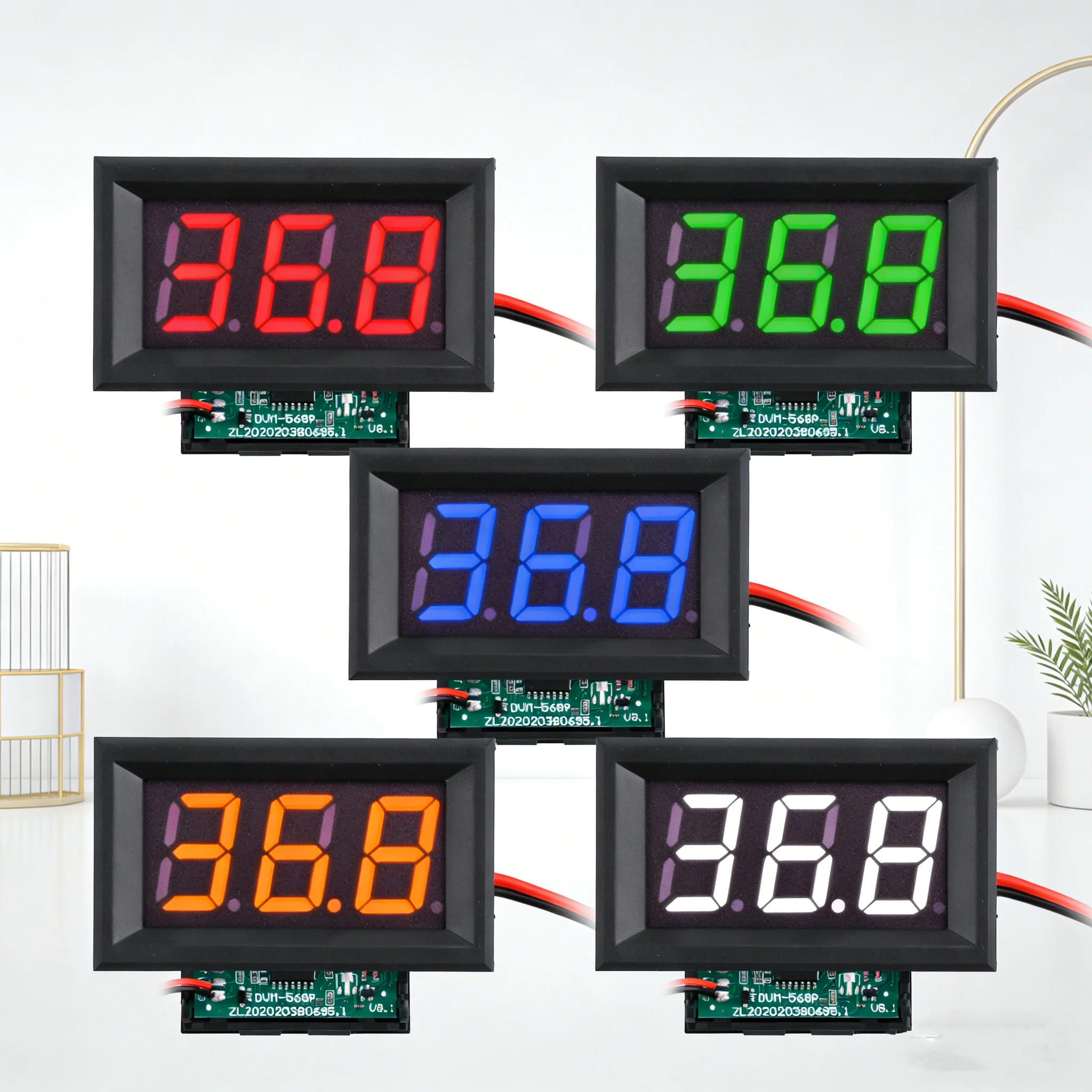 Mini DC Voltmeter LED Display 5-120V Voltage Meter with Reverse Protection Easy Installation for Motorcycle Battery