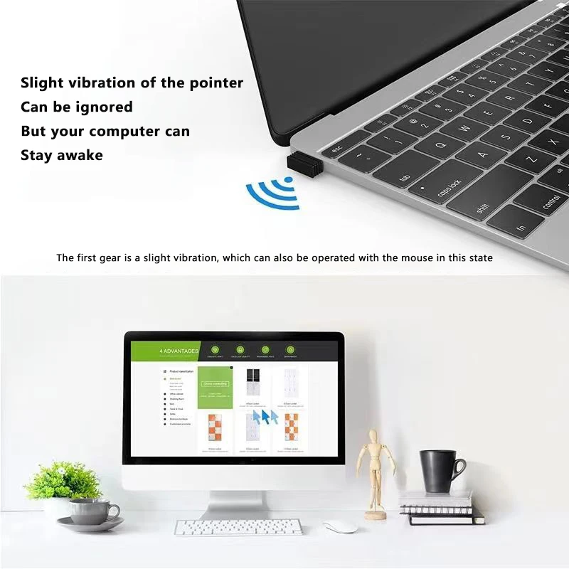 Mini souris Jiggler indétectable, déplacement automatique, Port USB, Shaker, pour ordinateur portable, maintient l'ordinateur éveillé, simule le mouvement de la souris