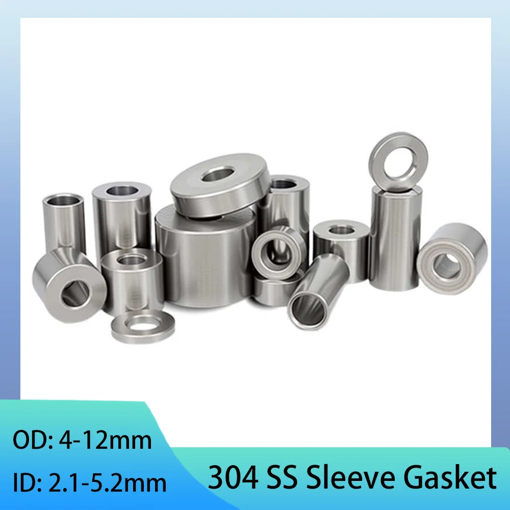 10Pcs 304 Stainless Steel Bushing ID 2.1mm-5.2mm Unthreaded Standoff Spacer Washer Round Hollow Gasket Sleeve L=1mm- 20mm