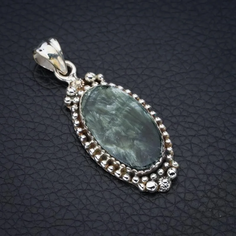 

StarGems Seraphinite Handmade 925 Sterling Silver Pendant 1.75" F4675