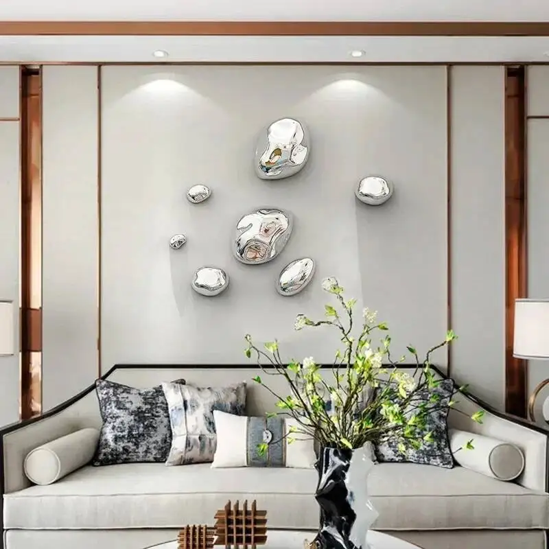 Creative Galvanized Silver Green Stone Wall Decoration Abstract Shaped Stone Wall Decoration Room Layout Bedroom Art Accessories