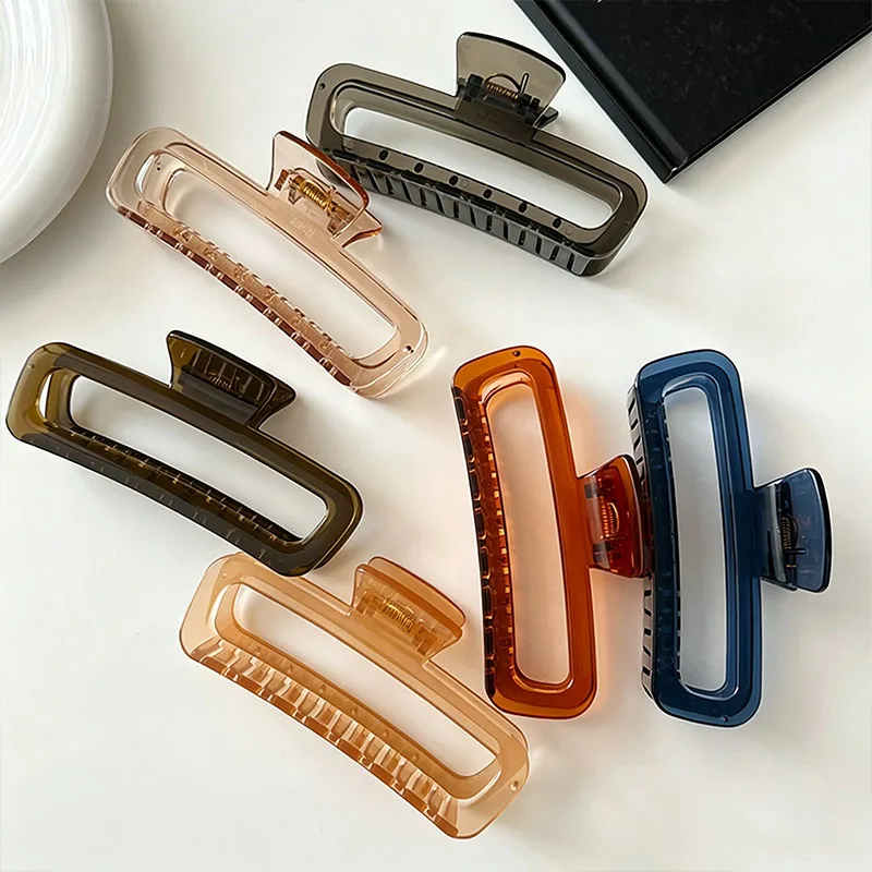 Elegante, solide, durchscheinende, rechteckige Haarklammer für Frauen und Mädchen, süße Haarspange, einfache Haarklammer, modische Haaraccessoires – Detail 4