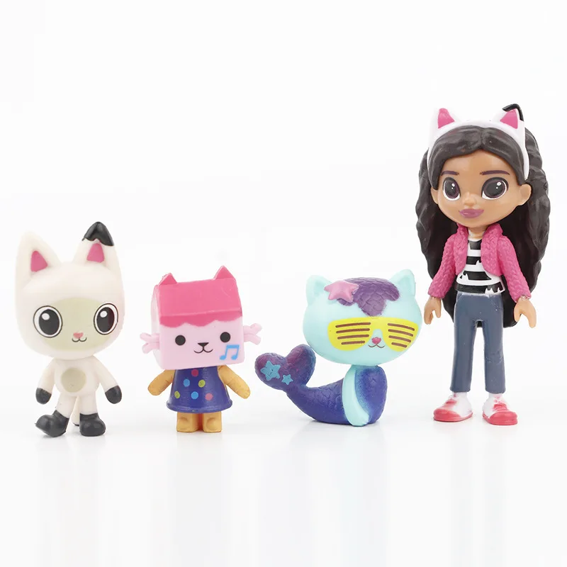 13 pçs gabby dollhouse anime figura brinquedo carro sorridente gato abraço gaby menina bonecas mercat dos desenhos animados figura de ação crianças presentes de aniversário de natal