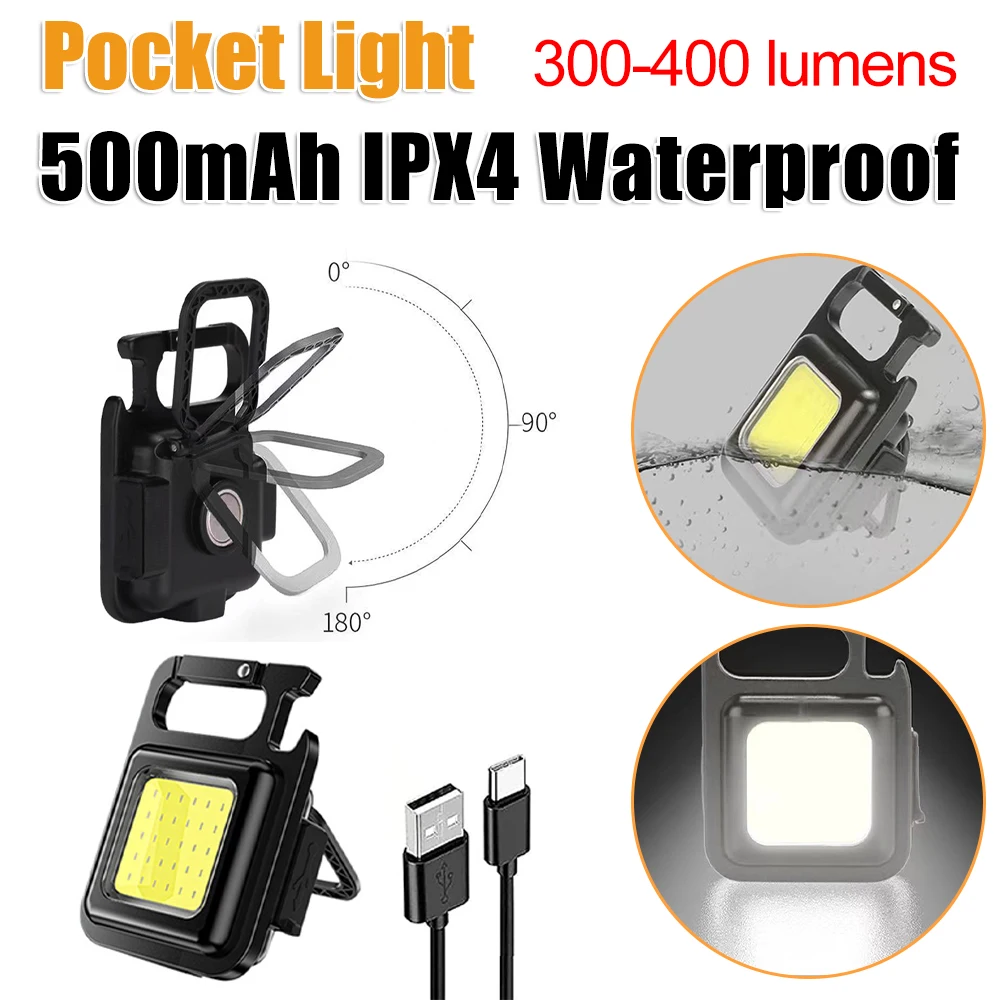 

1/2 шт., фонарик с карманным зажимом COB, светодиодный мини-портативный брелок, водонепроницаемый светильник для кемпинга, многофункциональный фонарик