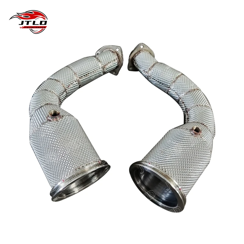 JTLD Professional Performance Exhaust Downpipe High Quality 304 Stainless Steel Heat Shield Test Pipe For Audi RSQ8 SQ8 Escapes