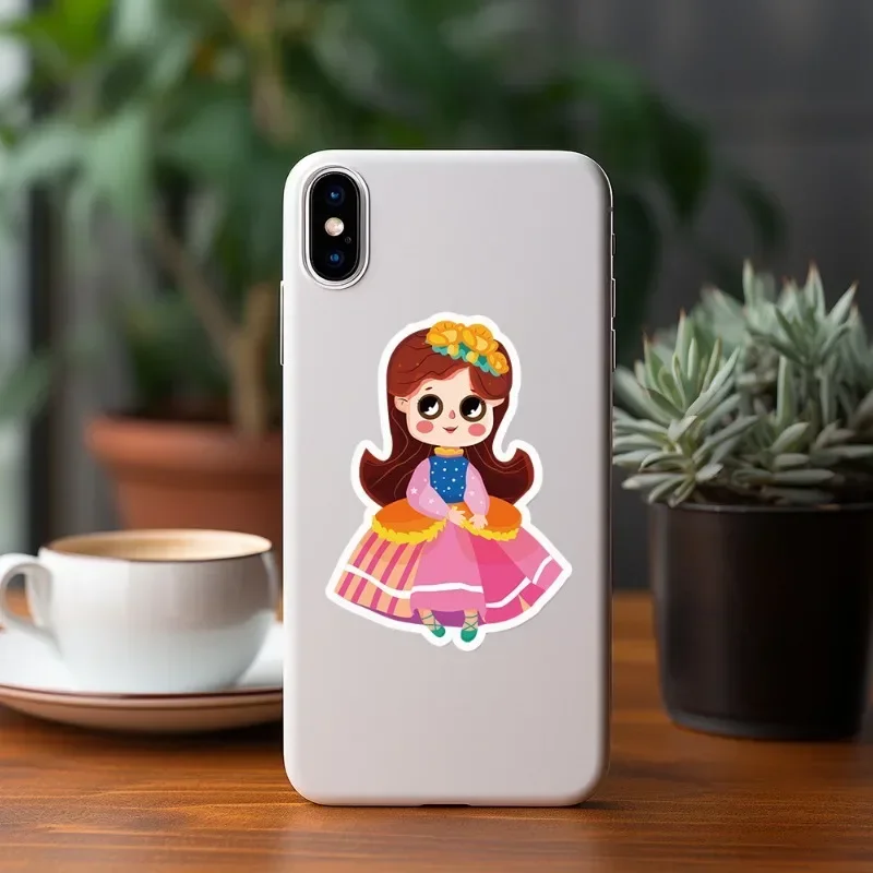 50pcs/bag Cartoon Cute Princess Series Crown Stickers Waterproof Paster for Phone Case Hand-account Children Sticker Toy
