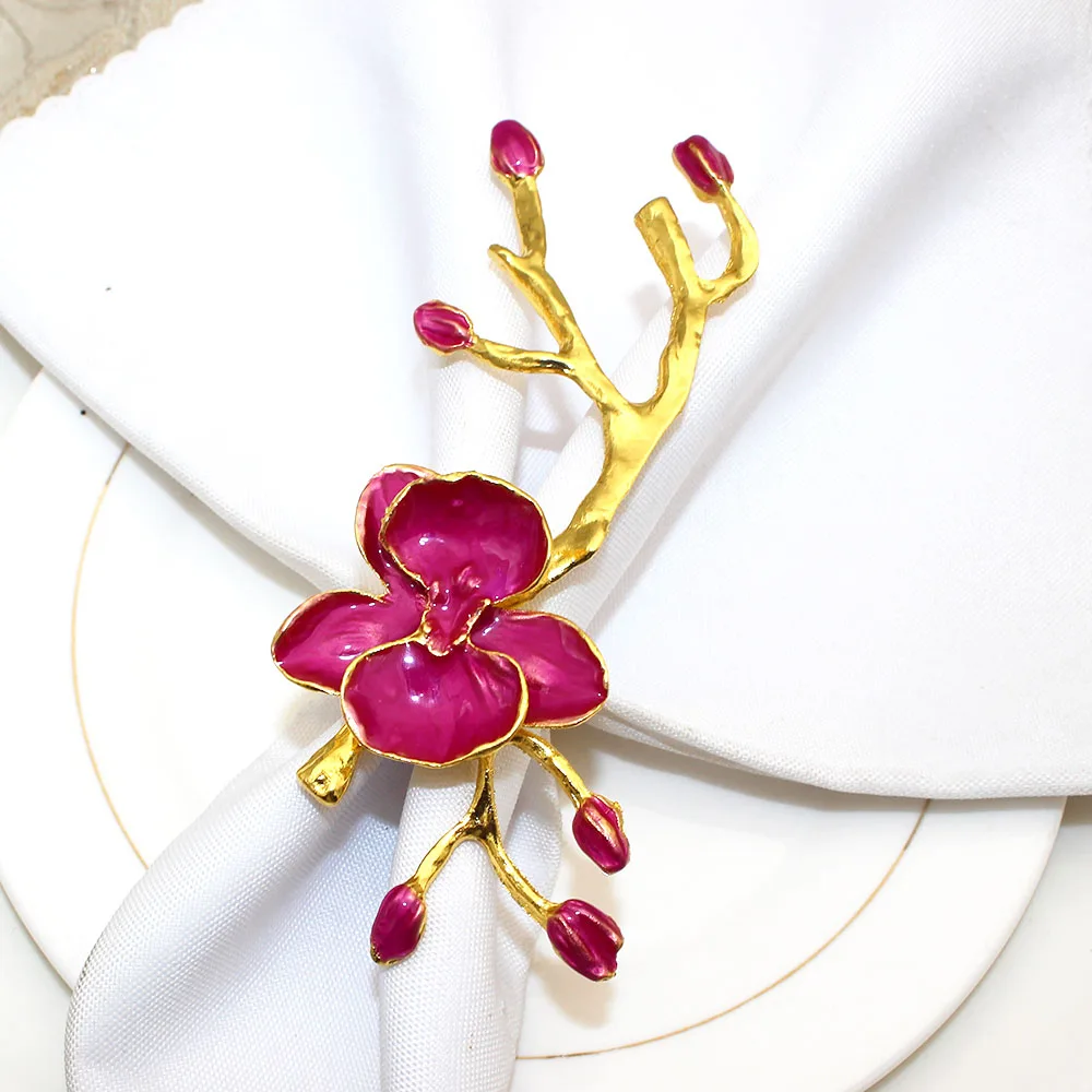 20Pcs Plum Blossom Napkin Rings Flower Napkin Holder Metal Table Ring for Wedding Halloween Baby Shower Party Dinner Table Decor