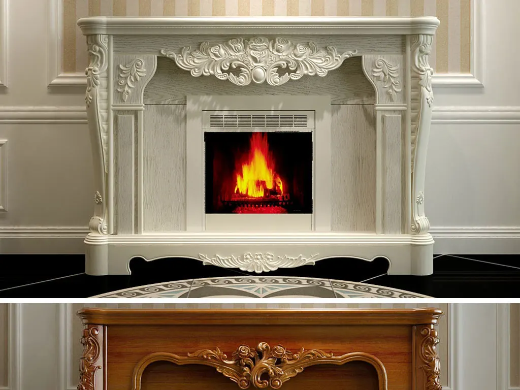 Bequemer Wohnraum mit einem gemütlichen Kamin