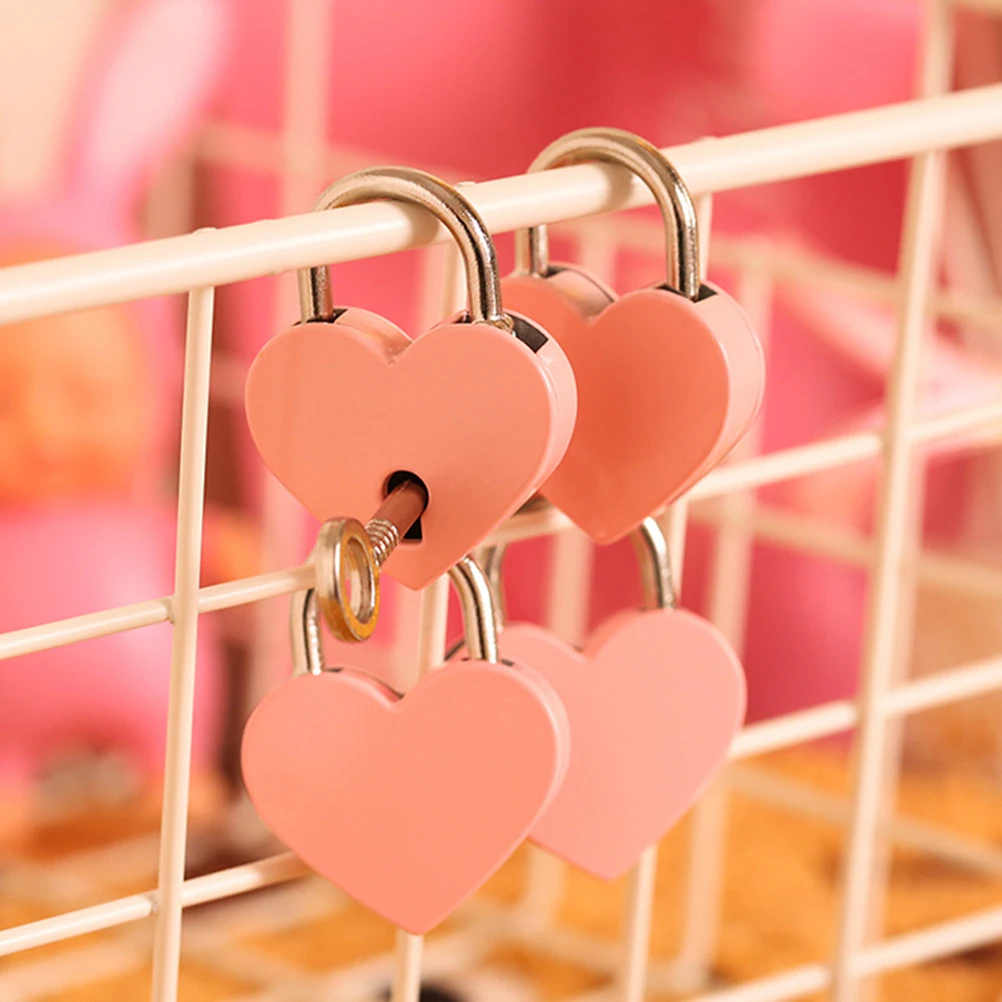 

3 Sets Heart Lock Shaped Padlock Heart-shaped with Key Small Miniature Padlocks Keys
