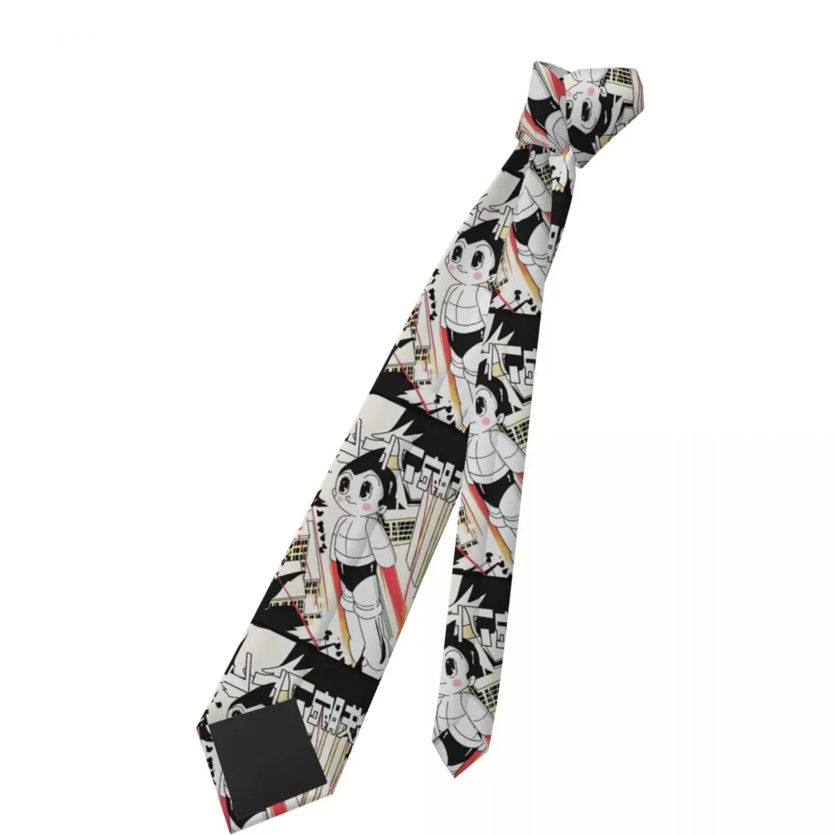 Aangepaste Anime A-Astroed Boy Robot Cartoon Ties Klassieke zijden stropdas voor heren voor op kantoor