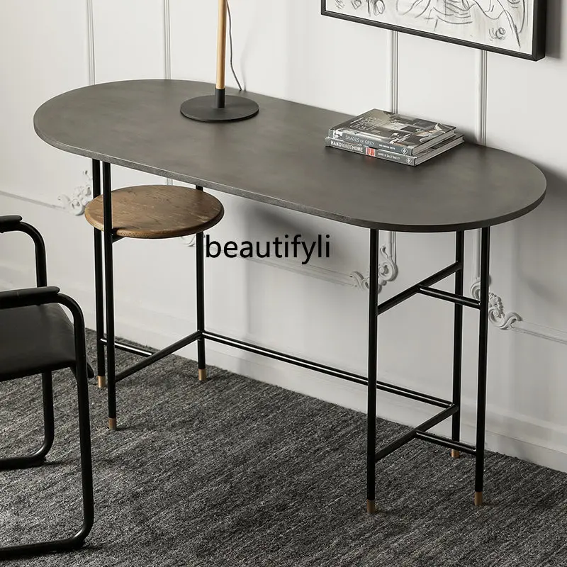 

Furniture Nordic Light Luxury Cement Paint Desk Modern Simple Home Small Apartment Table Study Bookstand dining table set