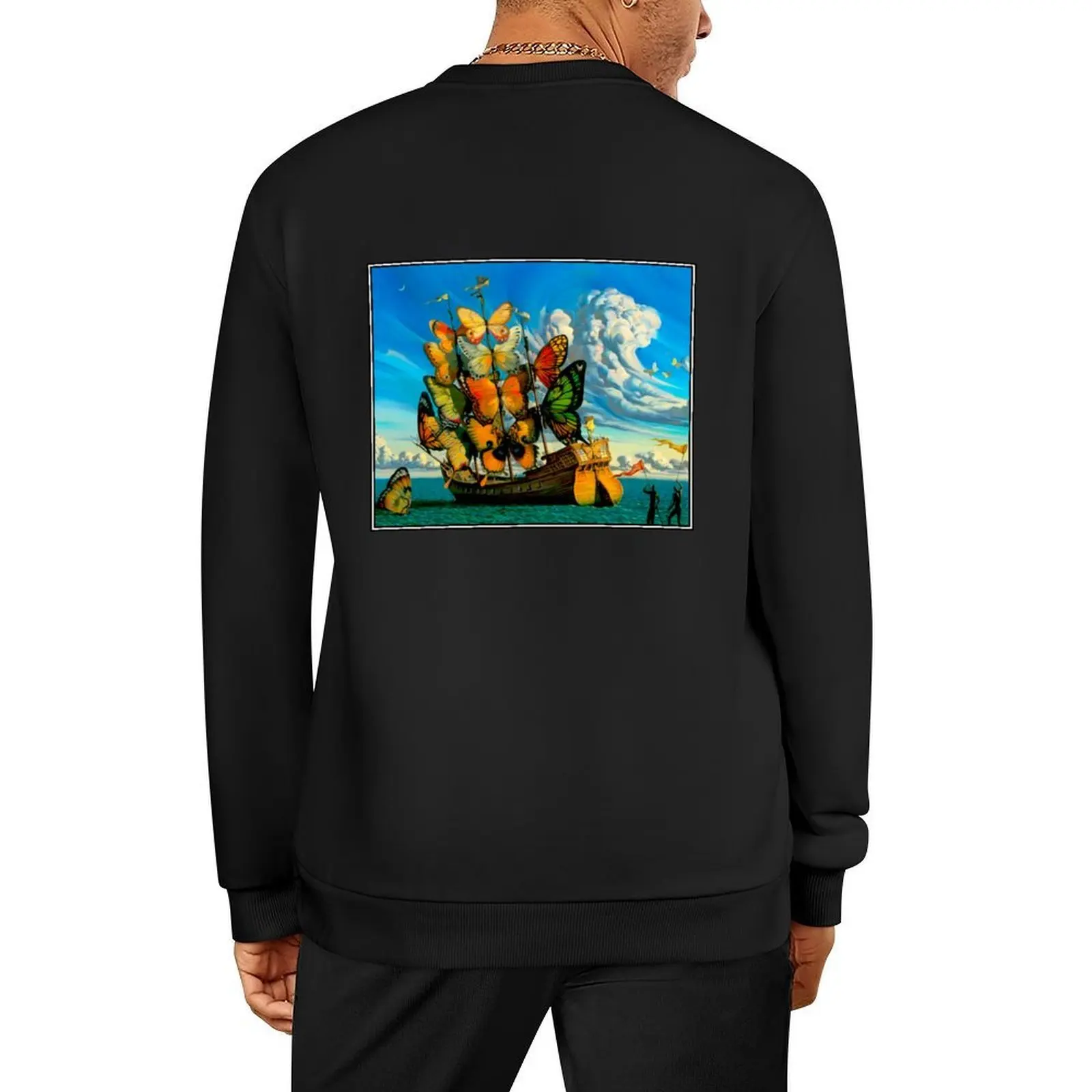 

BUTTERFLY SHIP : Vintage Surreal Abstract Fantasy Print Pullover japanese style mens clothes tracksuit sports sweatshirt man