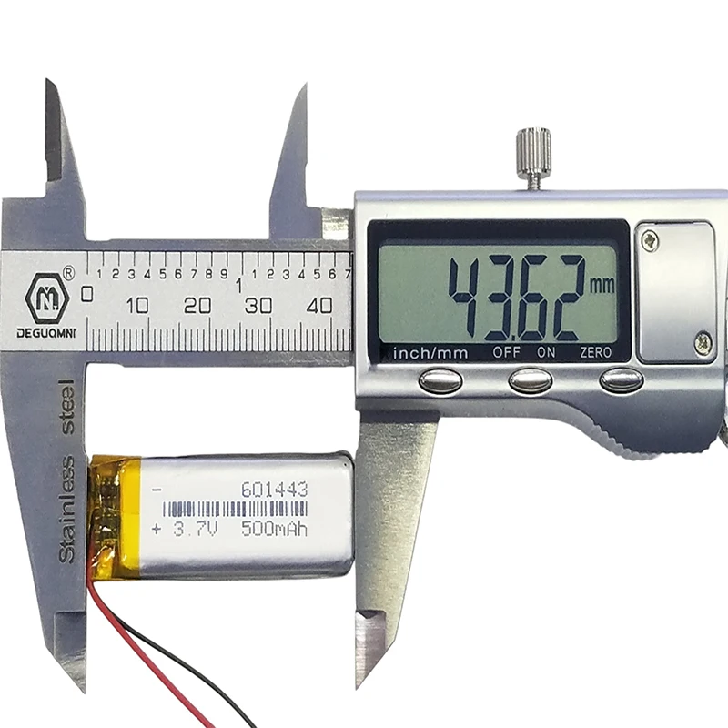 Compact 3.7V 500mAh Li-ion Battery 601443 High-Efficiency Rechargeable Cell for Wearables, Mini Electronics, DIY Gadgets