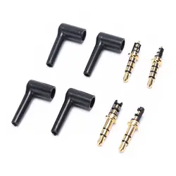 2 Pcs/lot 90 Degrees 3.5mm Stereo Headset Plug Jack 3 4 Pole 3.5 Gold Plated Black Audio Plugs Adaptor Connector