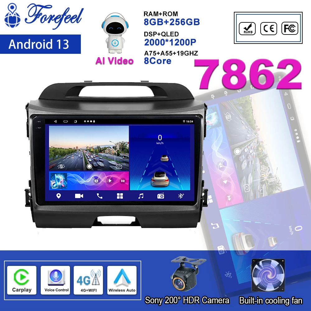 

Android 13 For Kia Sportage 3 SL 2010 - 2016 Auto Radio Multimedia Video Player Navigation High - performance CPU Dash Cam DVD