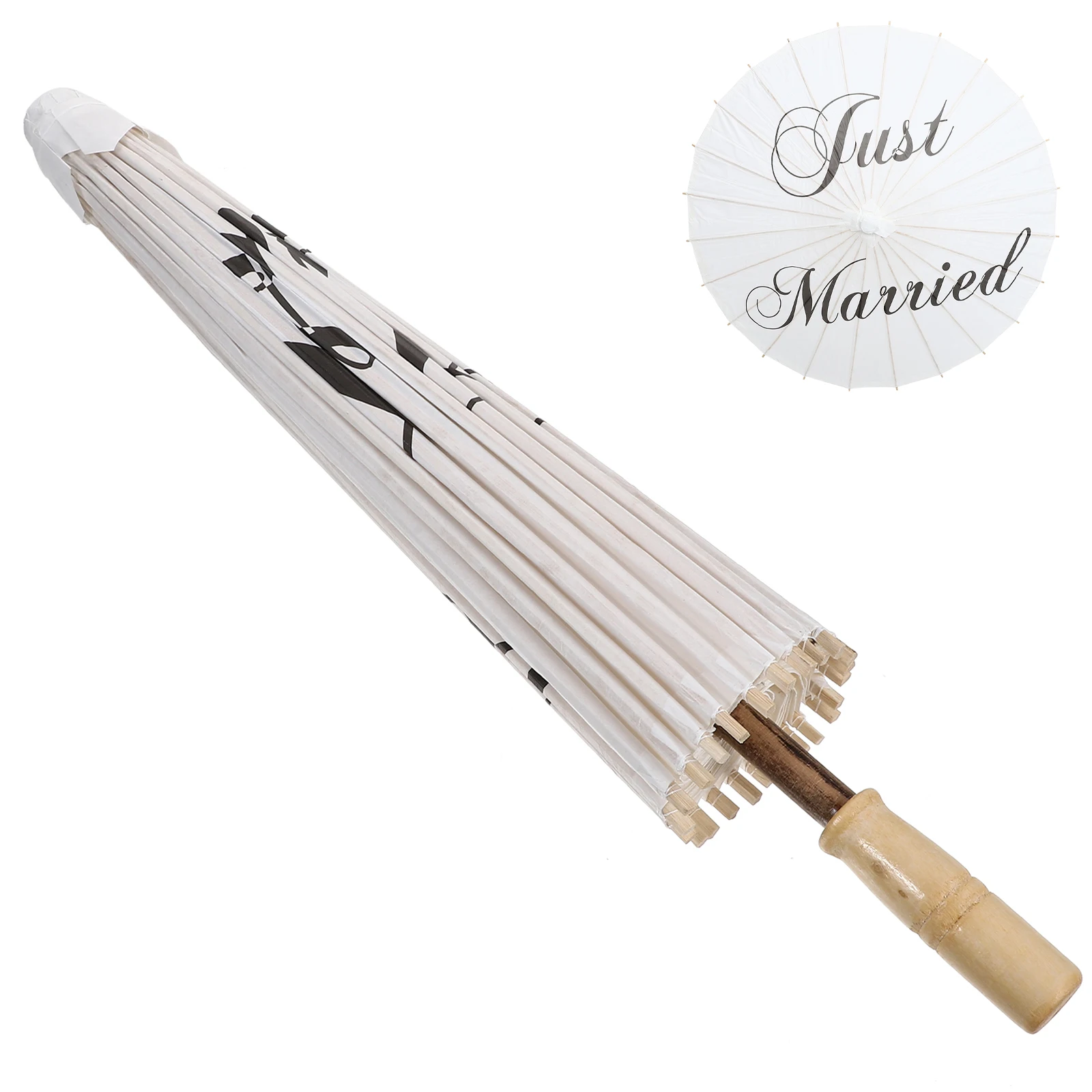 

White Paper Parasol Umbrella Wedding Photo Props Decor Ergonomic H Reusable Glossy Black Words Stage Cosplay Dance Movies