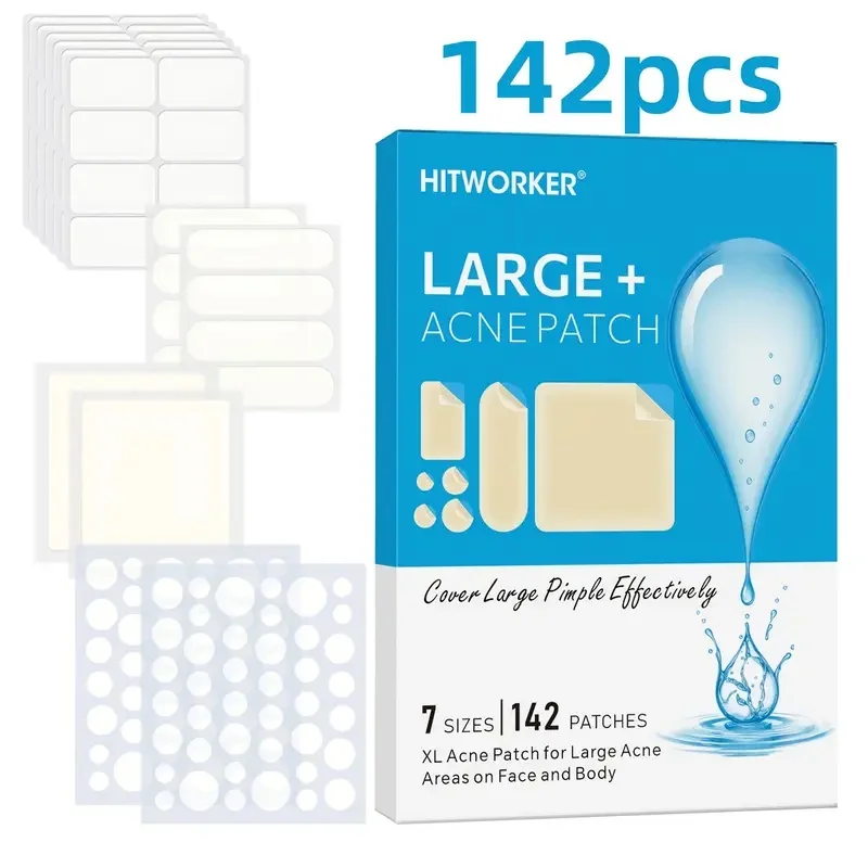 142-Piece HITWORKER Facial Light Beige Acne Patches, for Covering Pimples & Blemishes, Gentle Cleansing Suitable for All Light