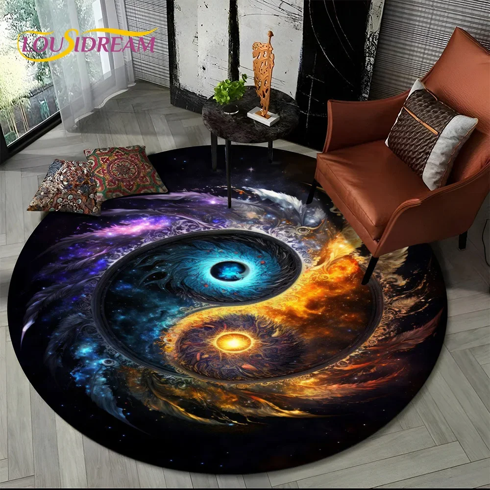 

Round Rug – Zen-Inspired Balance Symbol Carpet for Living Room & Bedroom, Non-Slip Floor Mat