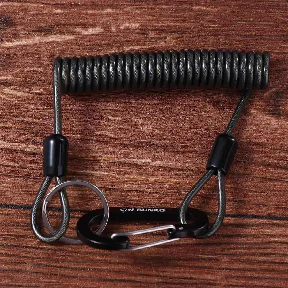 Coil Key Lanyard Twisted Retention Rope Safety Rope Fishing Coiled Lanyard Fishing Missed Rope Wire Spring Rope Fishing Lanyard