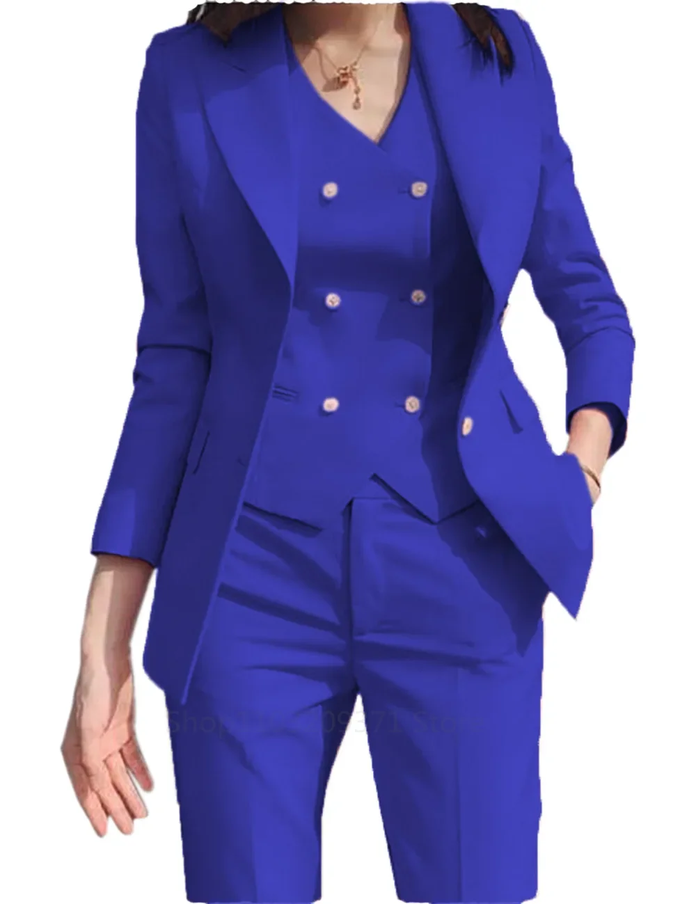 Rose Red Plus Size Women\'s Formal Slim Fit 3 Pieces Suit Female Women Custom Made Office Work Wear Suits Fashion Stylish