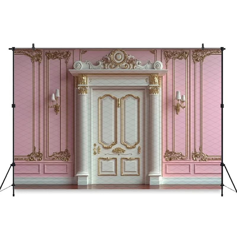 Mocsicka Pink Photography Wall Background Shooting Props Home Door Pattern Decor Family Portrait Backdrop Photo Studio Wallpaper