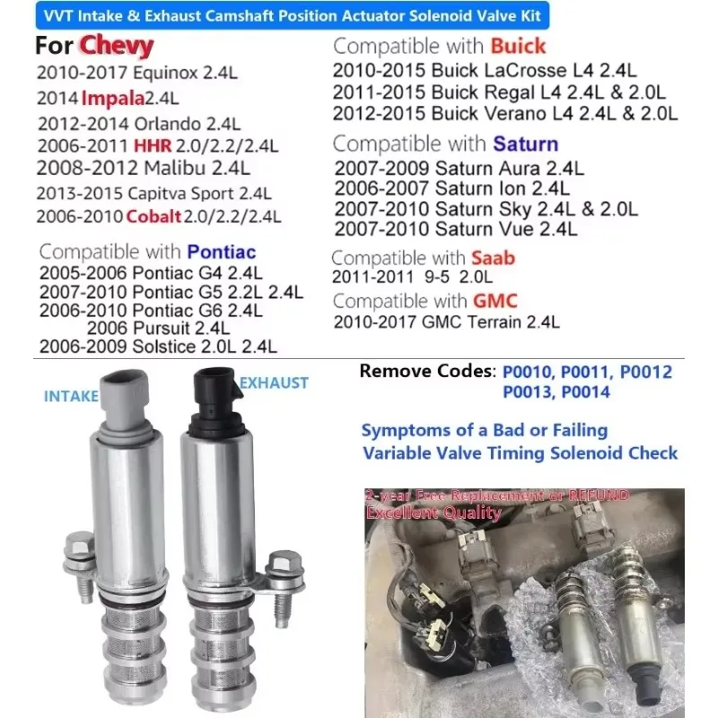 VVT Intake Exhaust Camshaft Position Actuator Solenoid Valve for Chevrolet Malibu Cobalt HHR GMC Pontiac Buick 12655421 12655420