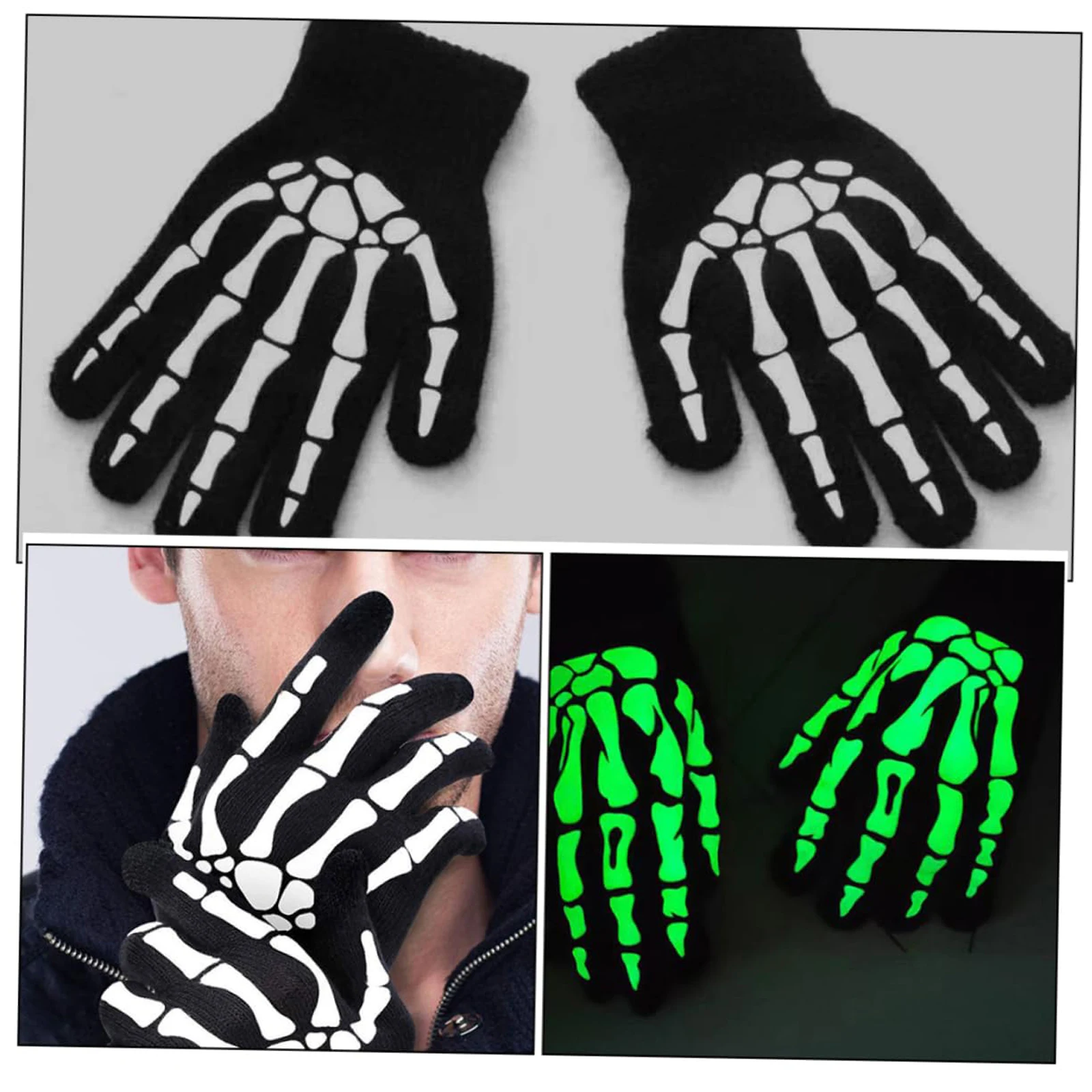 Gants de fête fluorescents qui brillent dans le noir pour enfants – Gants lumineux élastiques pour Raves, cyclisme de nuit ou costume d'Halloween