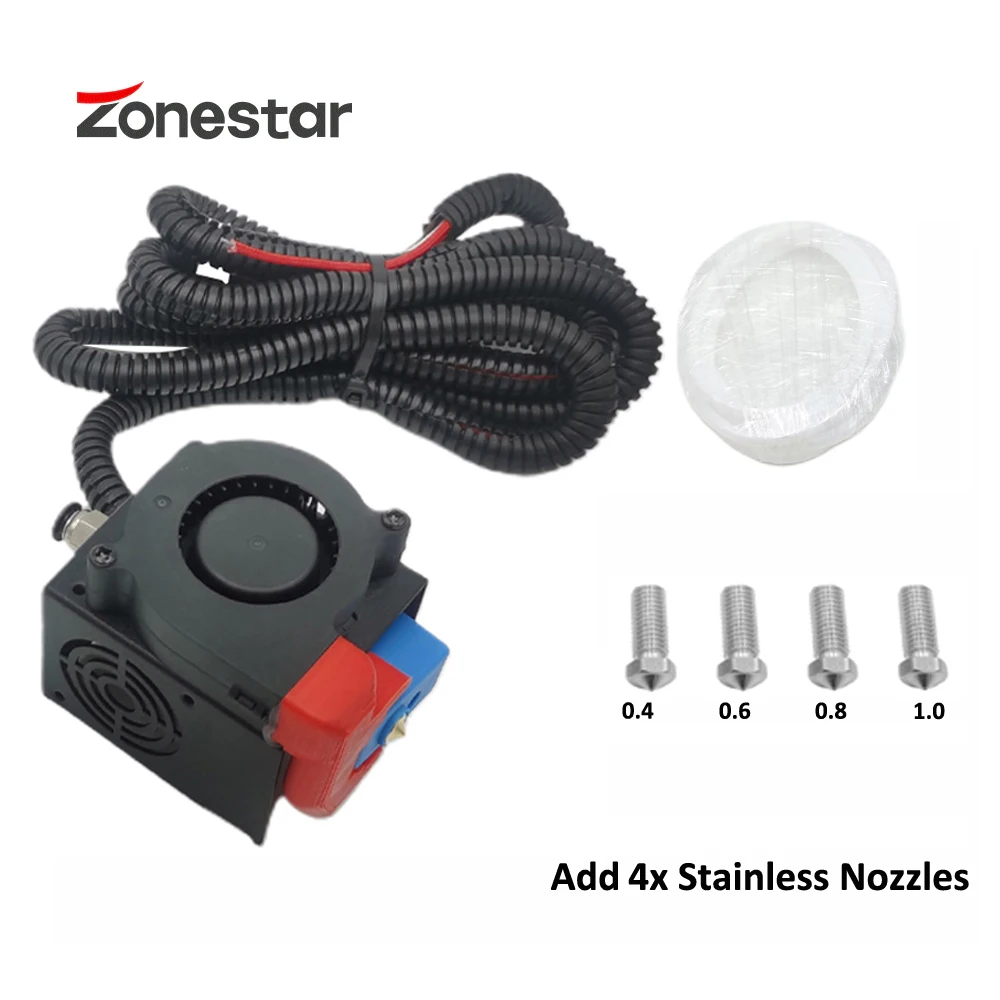 ZONESTAR High Flow Fast Printing High Temperature HOTEND Assembly Single Color 1.75mm Filament Stainless Nozzle 24V For Z8 Z9