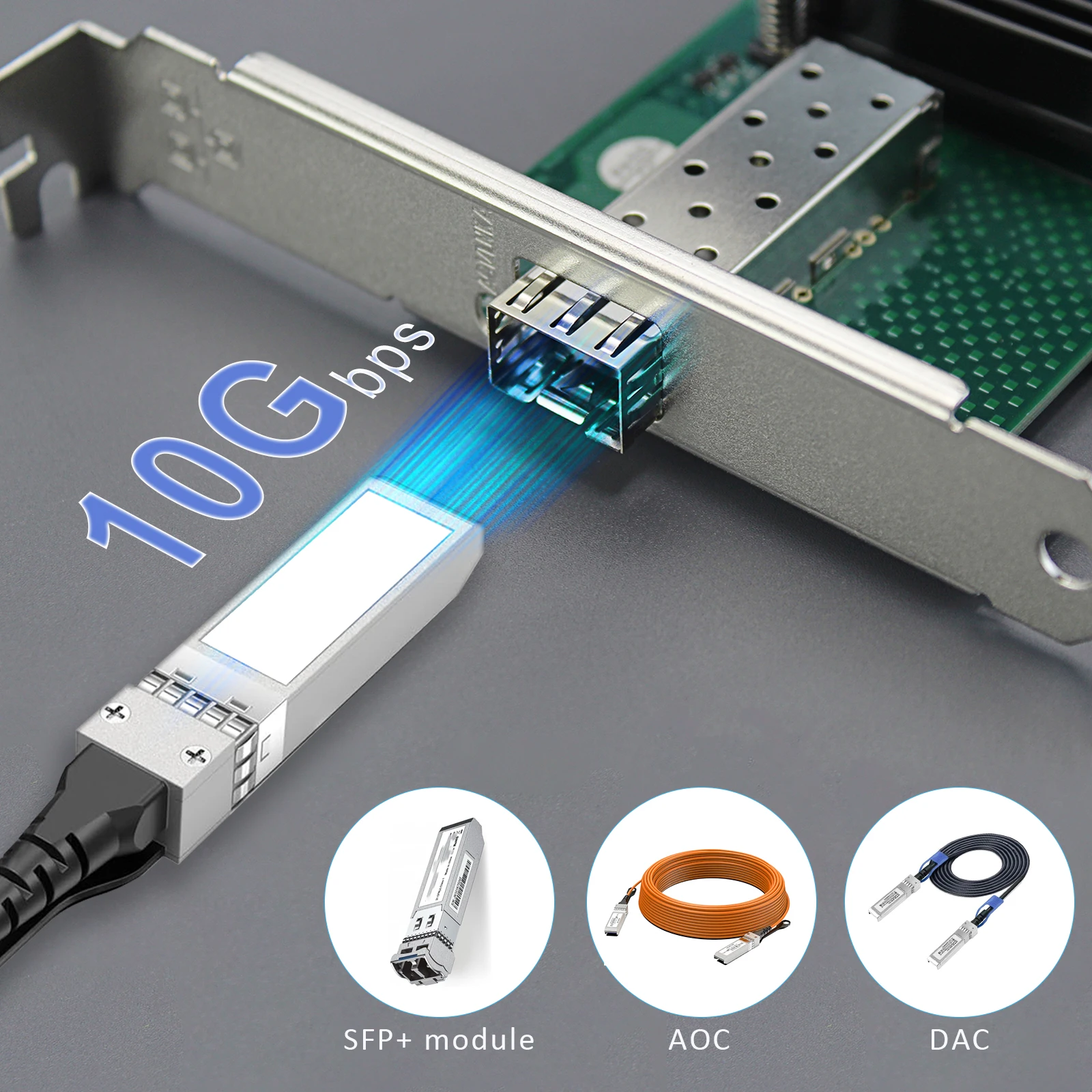 Kartu Jaringan Ethernet 1-Port 10Gb SFP+ dengan Pengontrol Intel 82599EN, Antarmuka PCIE 2.0 X4