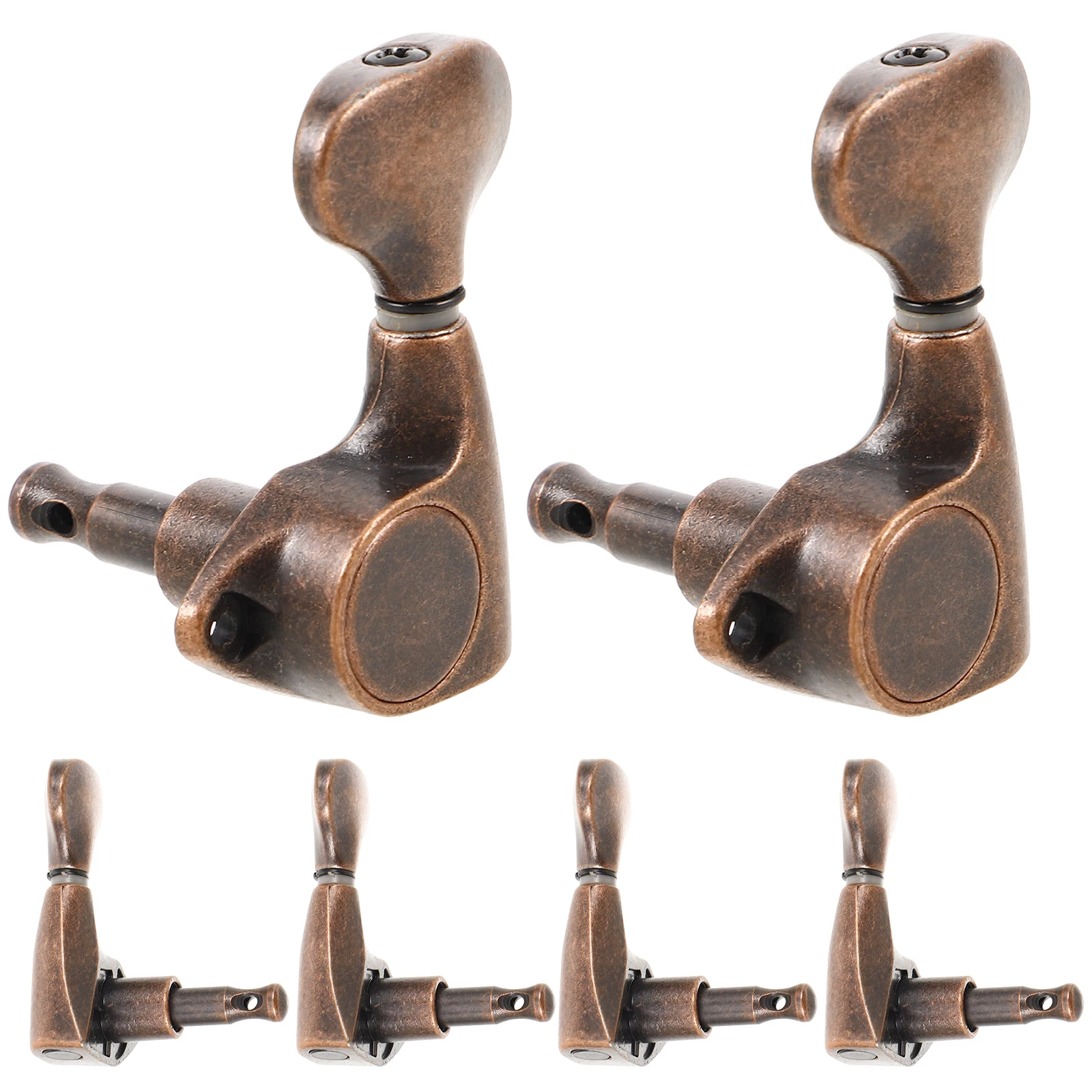 

6 Pcs Locking Guitar Tuners Acoustic Saddle Knob Copper Bass Machine Head Vintage Bronze Pegs Effortless String Change Durable