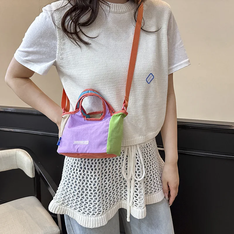 

Unisex Crossbody Bag Korean Dopamine Contrasting Trend Versatile Nylon Fabric Luxury Brand High-quality New Handbag For Children