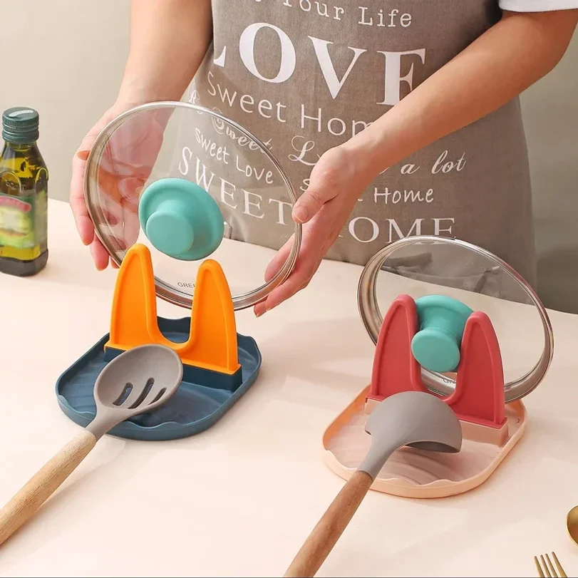 

Household Plastic Pot Lid Rack Multi-Functional Pot and Spatula Rack Kitchen Storage Rack Stove Storage Rack