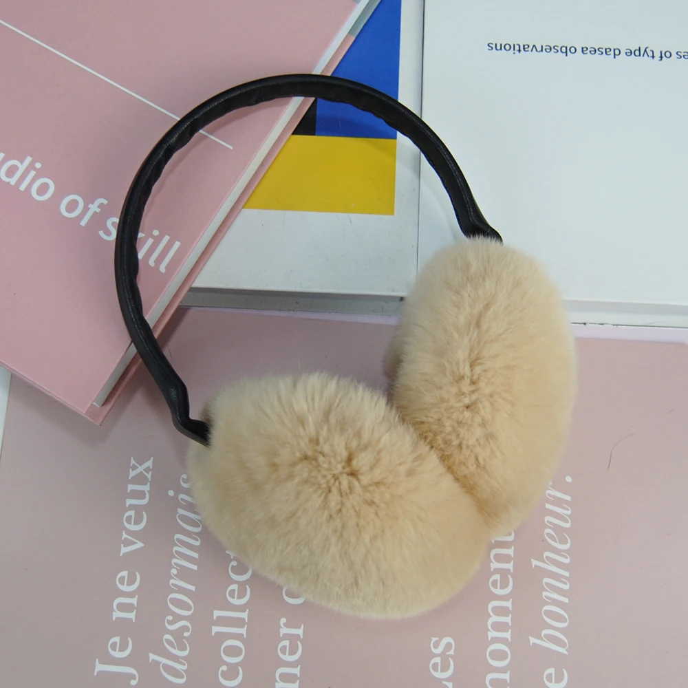 New Rex Rabbit Fur Earmuffs Ladies Fashion Warm Earmuff Earmuffs Real Fur Earmuff Soft Plush Ear Women Winter