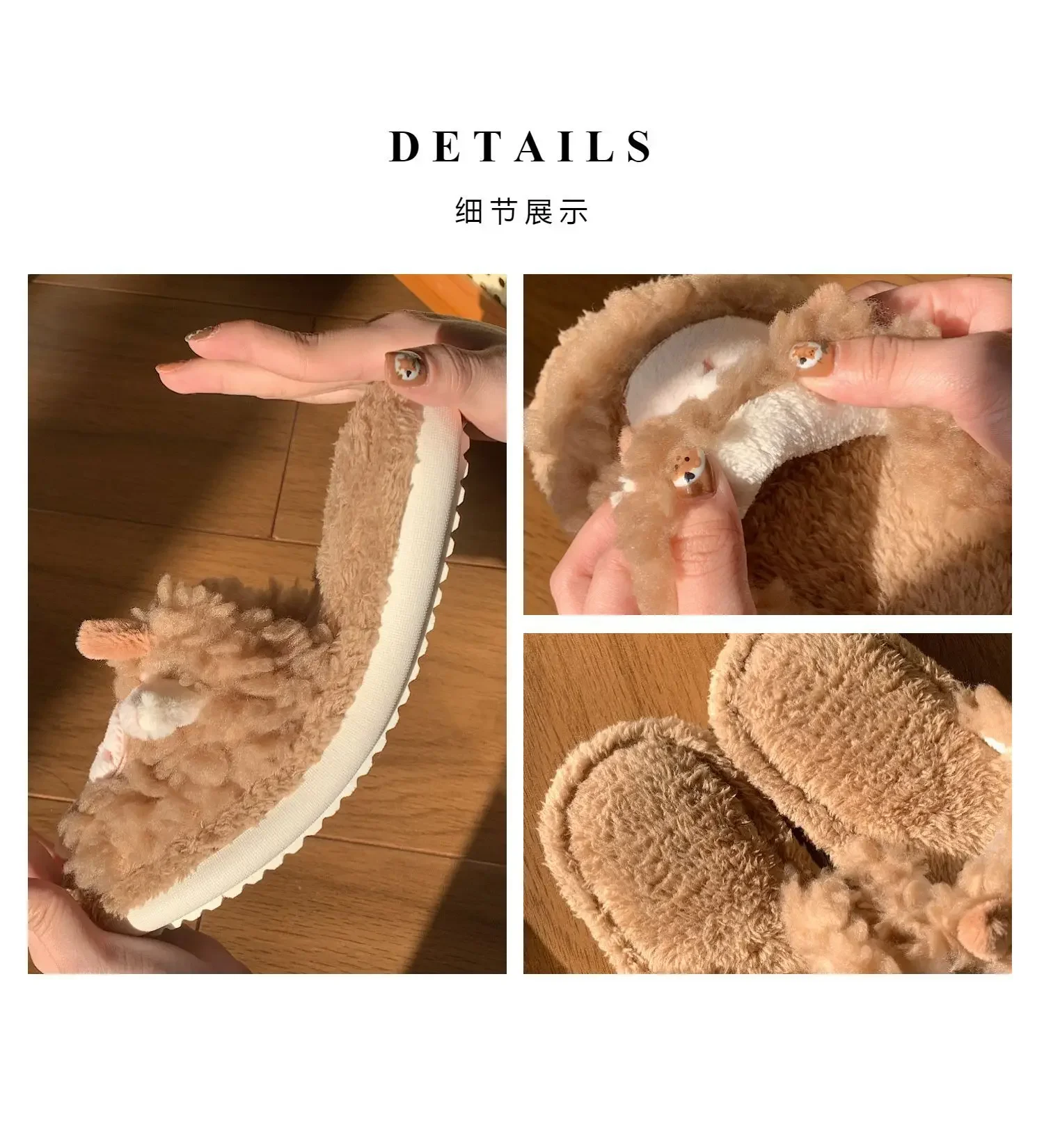 Women Home Cotton Slippers Indoor House Shoes Warm Plush Slipper Cute Fluffy Fur Sheep Plush Slippers Couple Cotton Slippers