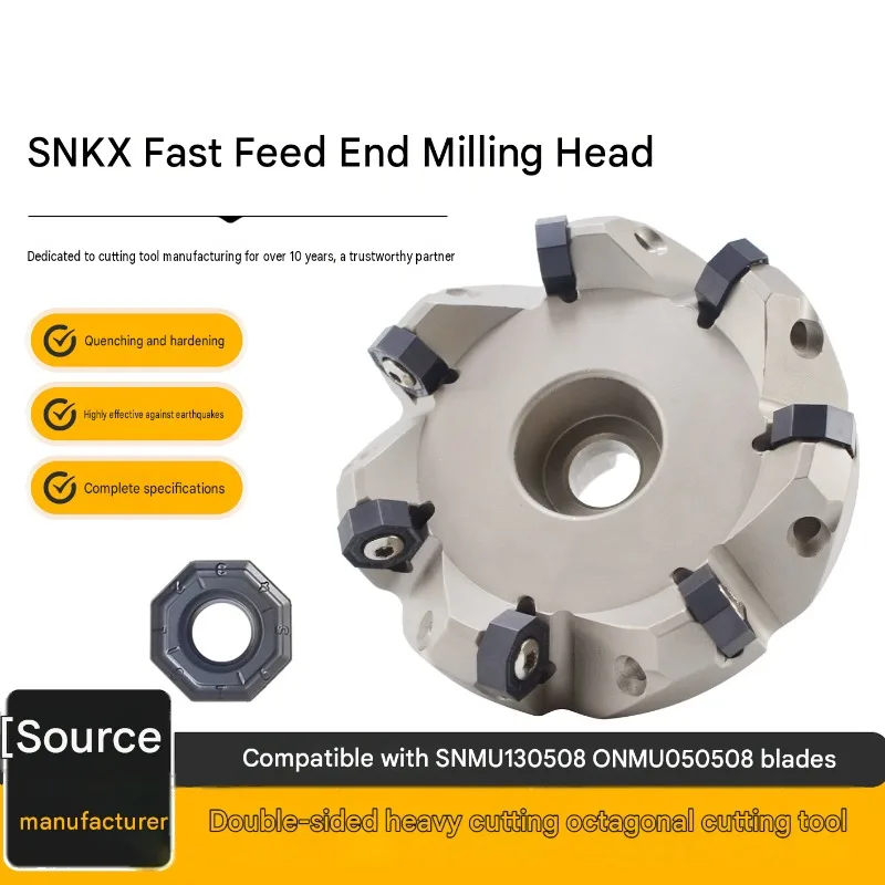 SNKX Fast Feed Milling Cutter Heavy Duty Face Mill Octagonal Double Sided Design, Fits SNMU ONMU Inserts for CNC Metal Machining