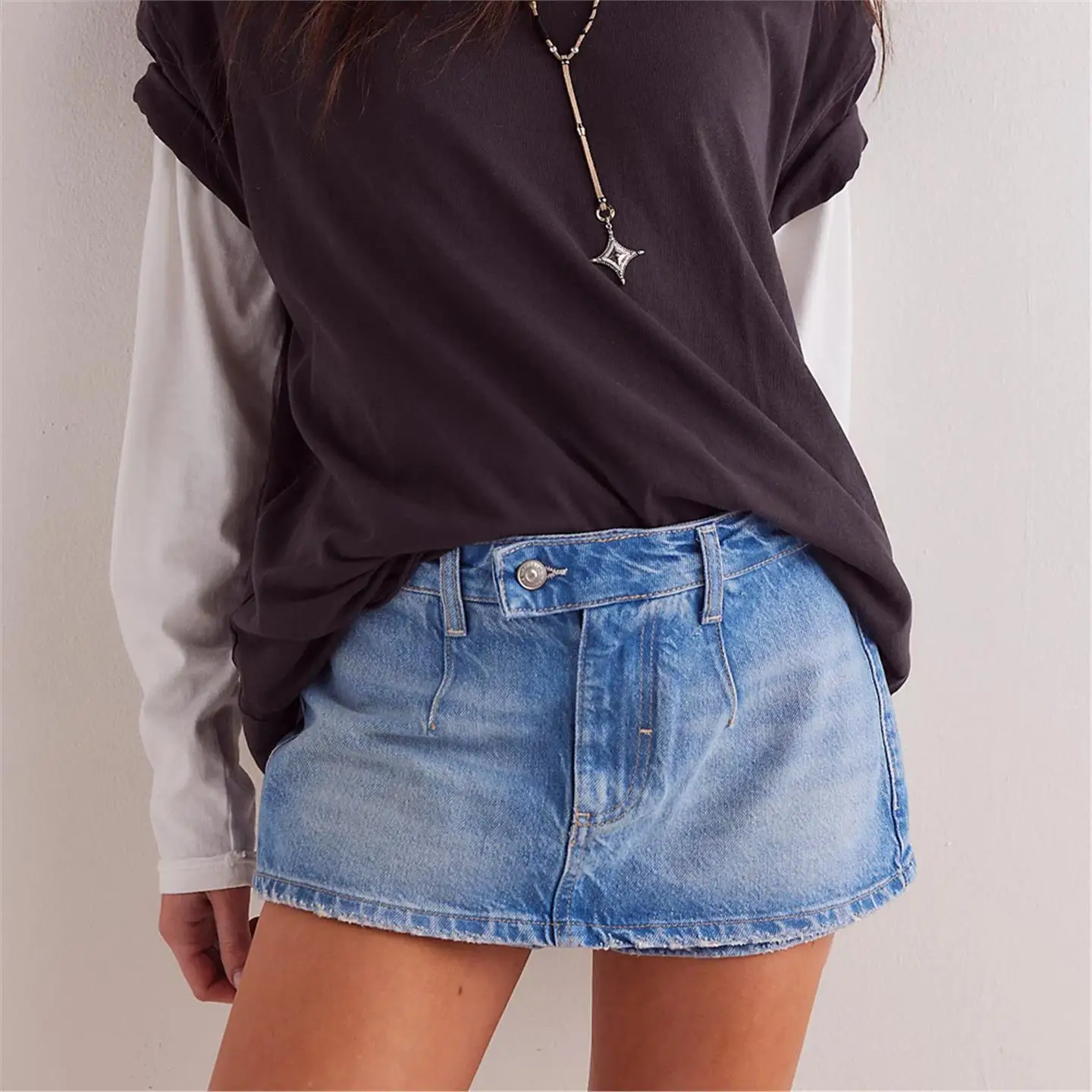 

Модная повседневная джинсовая юбка-шорты с завязками в различных цветах для женщин, новинка весна-лето, средней длины, европейский стиль...