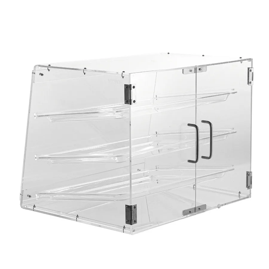 

Pastry Display Case 3Tier Commercial Countertop Bakery Display Case Acrylic Display Box with Rear Door Access Removable Shelve