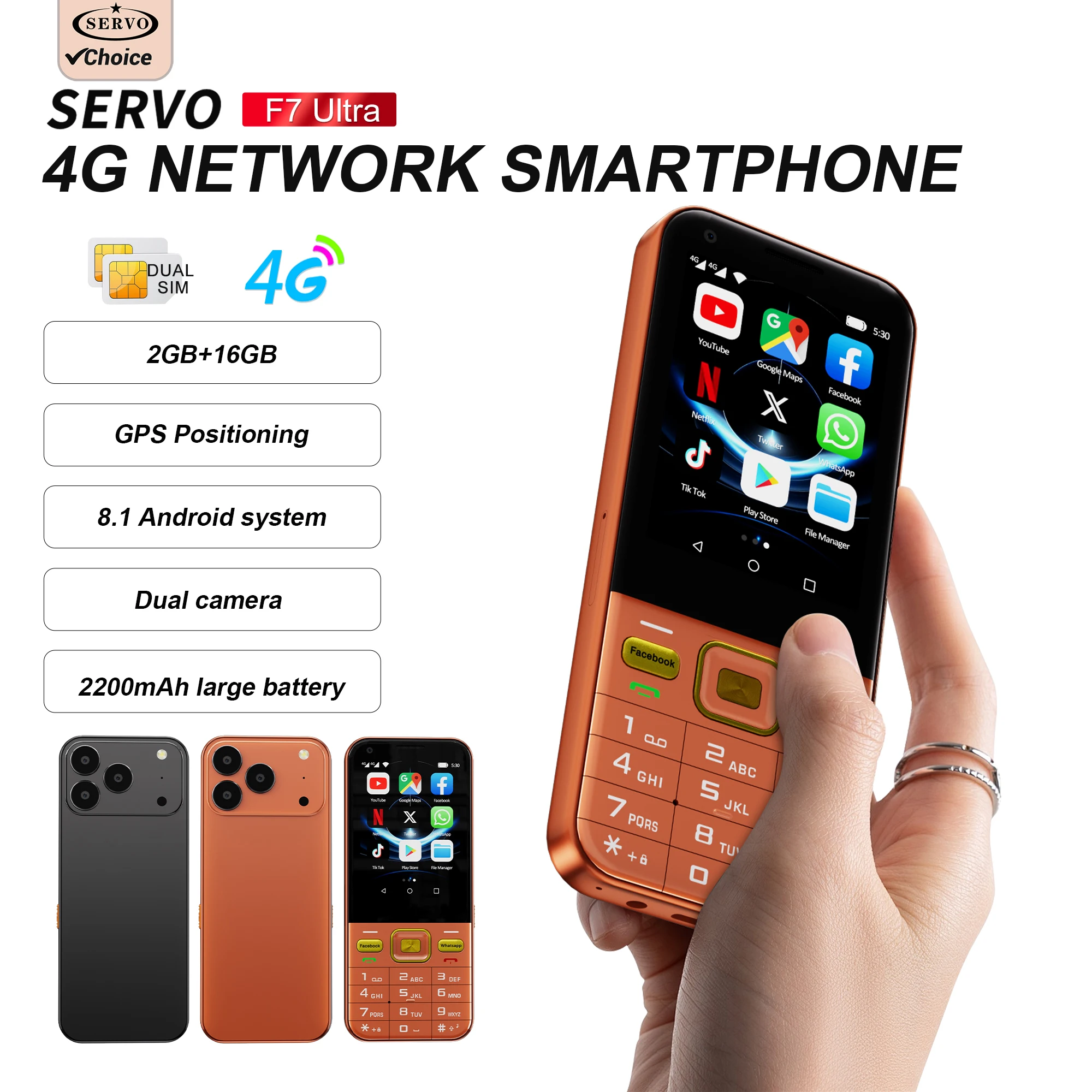 F7 Ultra Keyboard Smartphone 4G Network Dual SIM Standby Android Mobile Phones 2.8