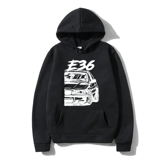 Classic E30 E46 Fashion Initial D Graphic Hoodies Men Harajuku Streetwear Hip Hop Casual Pullover Sweatshirt Unisex