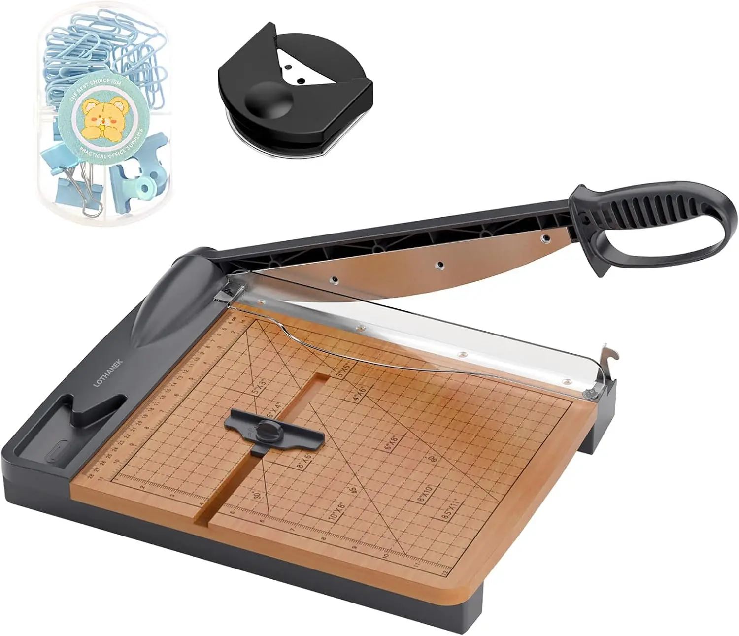 

12'' Wood Guillotine Paper Cutter, Heavy Duty Trimmer with 32 Sheets Capacity for Crafting and Art Projects