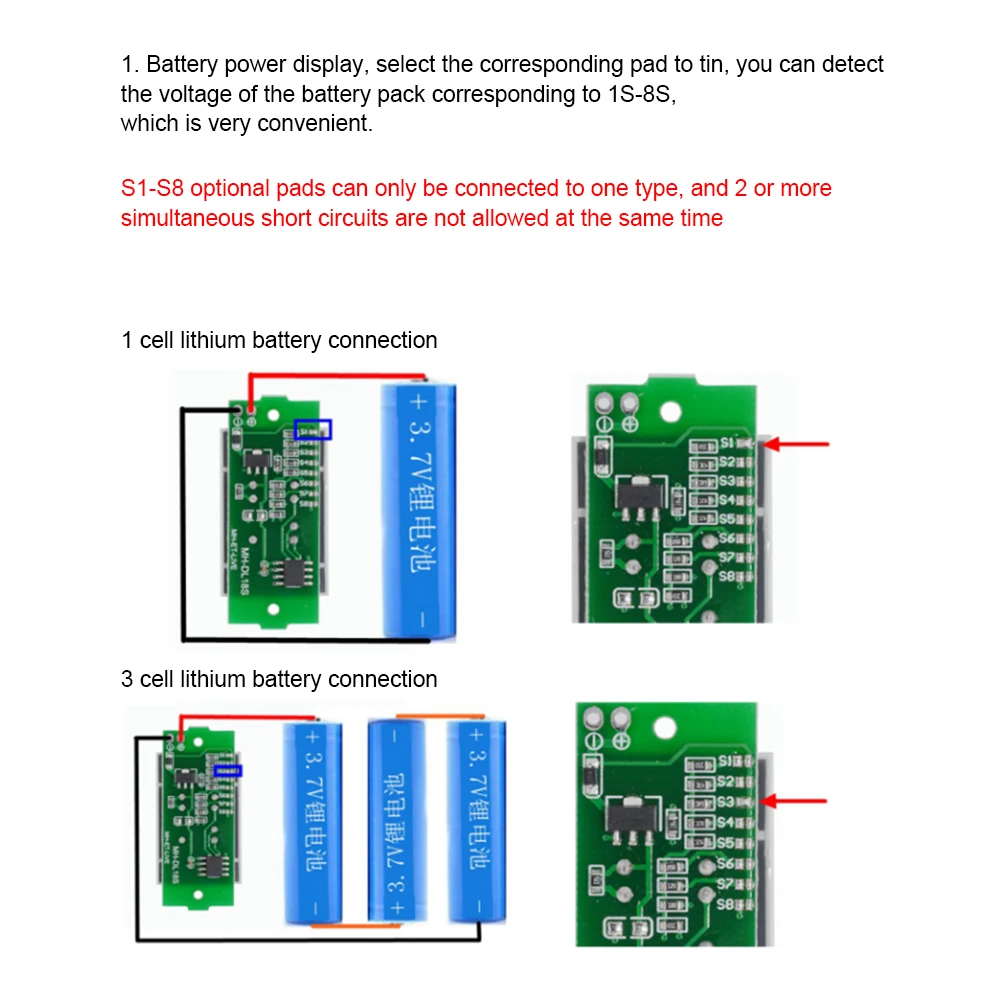 1S-8S 3-34V Lithium Battery Capacity Indicator Module Electric Vehicle Battery Power Tester Li-ion 1-8S Low Voltage Buzzer Alarm