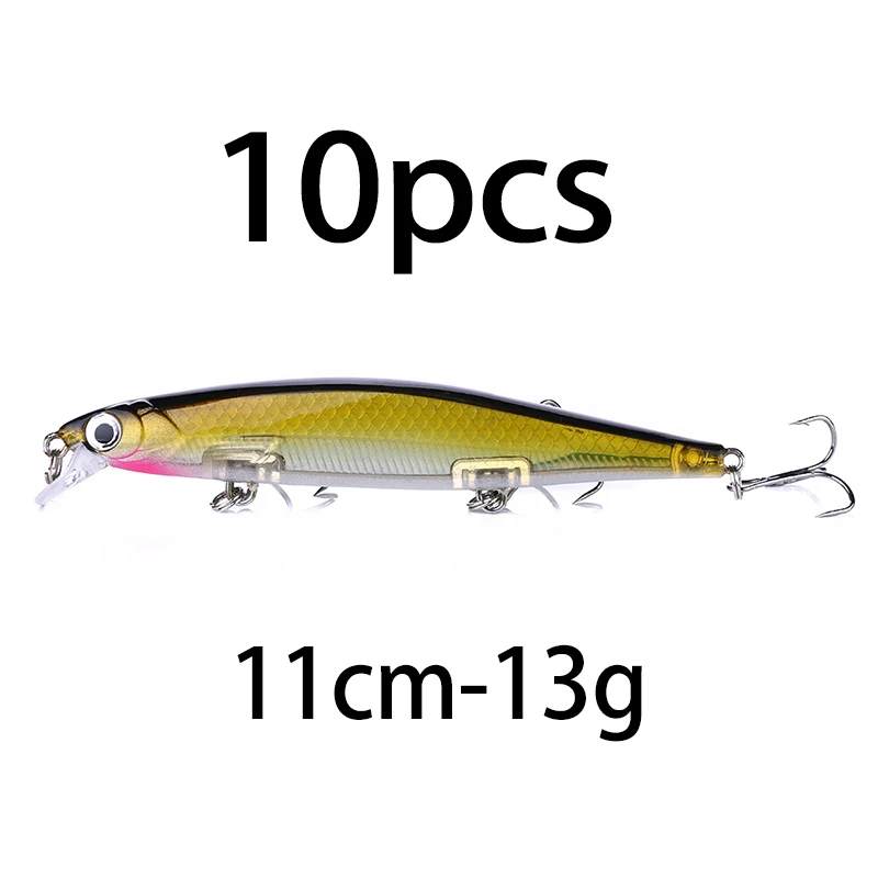 1 Stück Minnow Trolling Angelköder Laser-Hartköder 3D-Augen 11cm 13g Wobbler für Barsch, Hecht, Wolfsbarsch, Sinkender Jerkbait