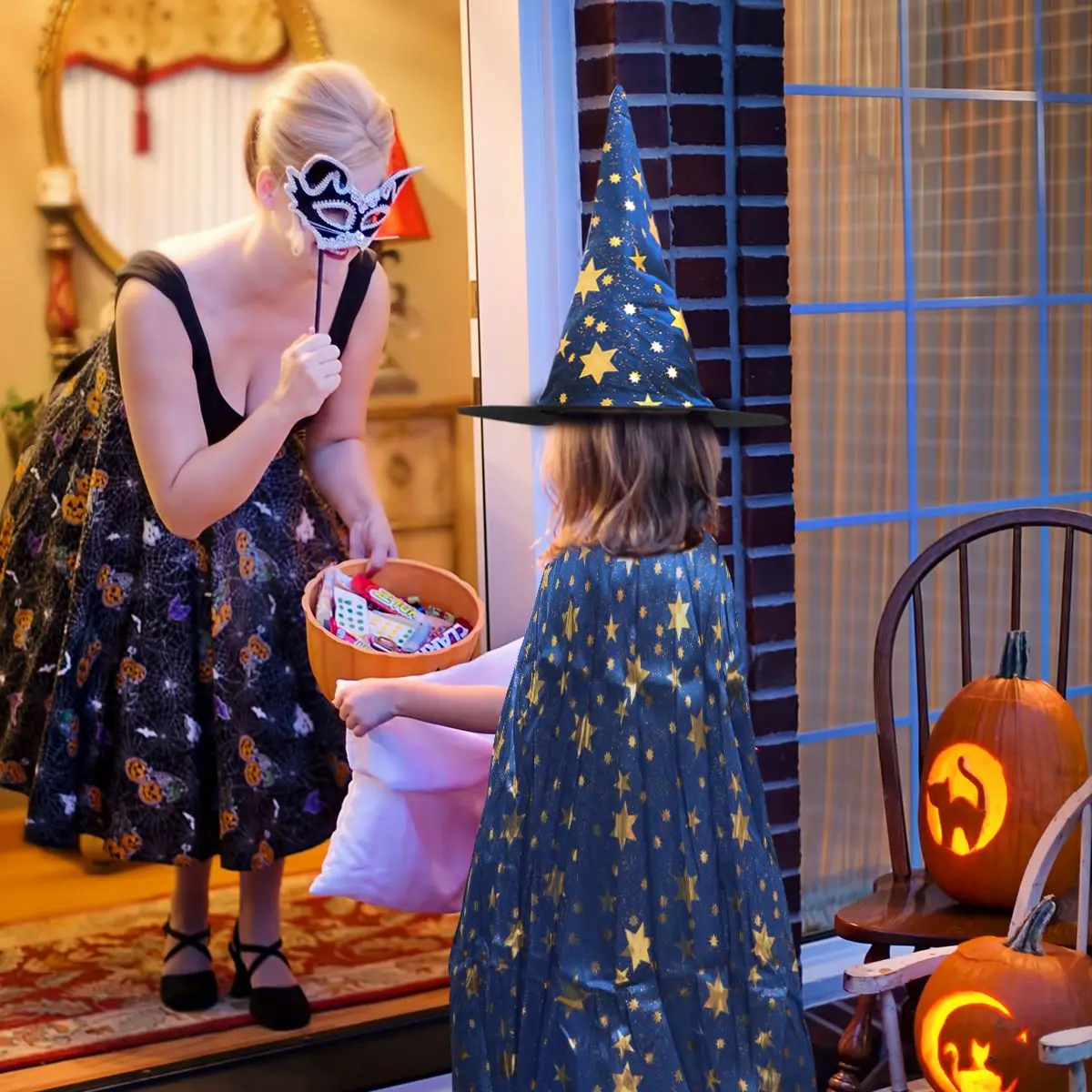 Wizard Cloak Hat Kids Halloween Costumes Bright Color Comfortable One Size Fits Most Creepy Design Long Lasting Cosplay Party