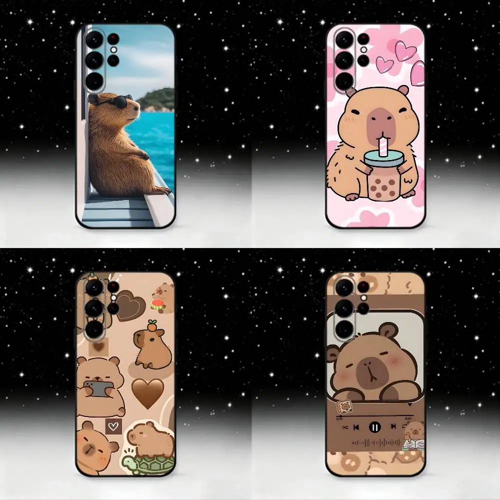 

Capybara Phone Case For Samsung S25,S24 Ultra,S20,S30 plus,S22 plus,S23,S30 Ultra 5G Silicone Black Shell
